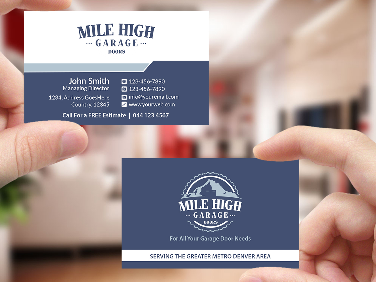 Business Card Design by Creations Box 2015 for Mile High Garage Door Sales & Repair | Design #10806457