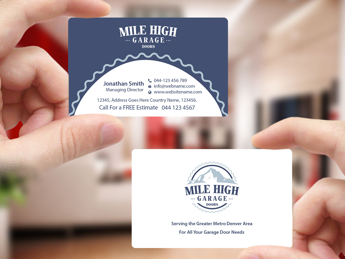 Business Card Design by Creations Box 2015 for Mile High Garage Door Sales & Repair | Design #10806458