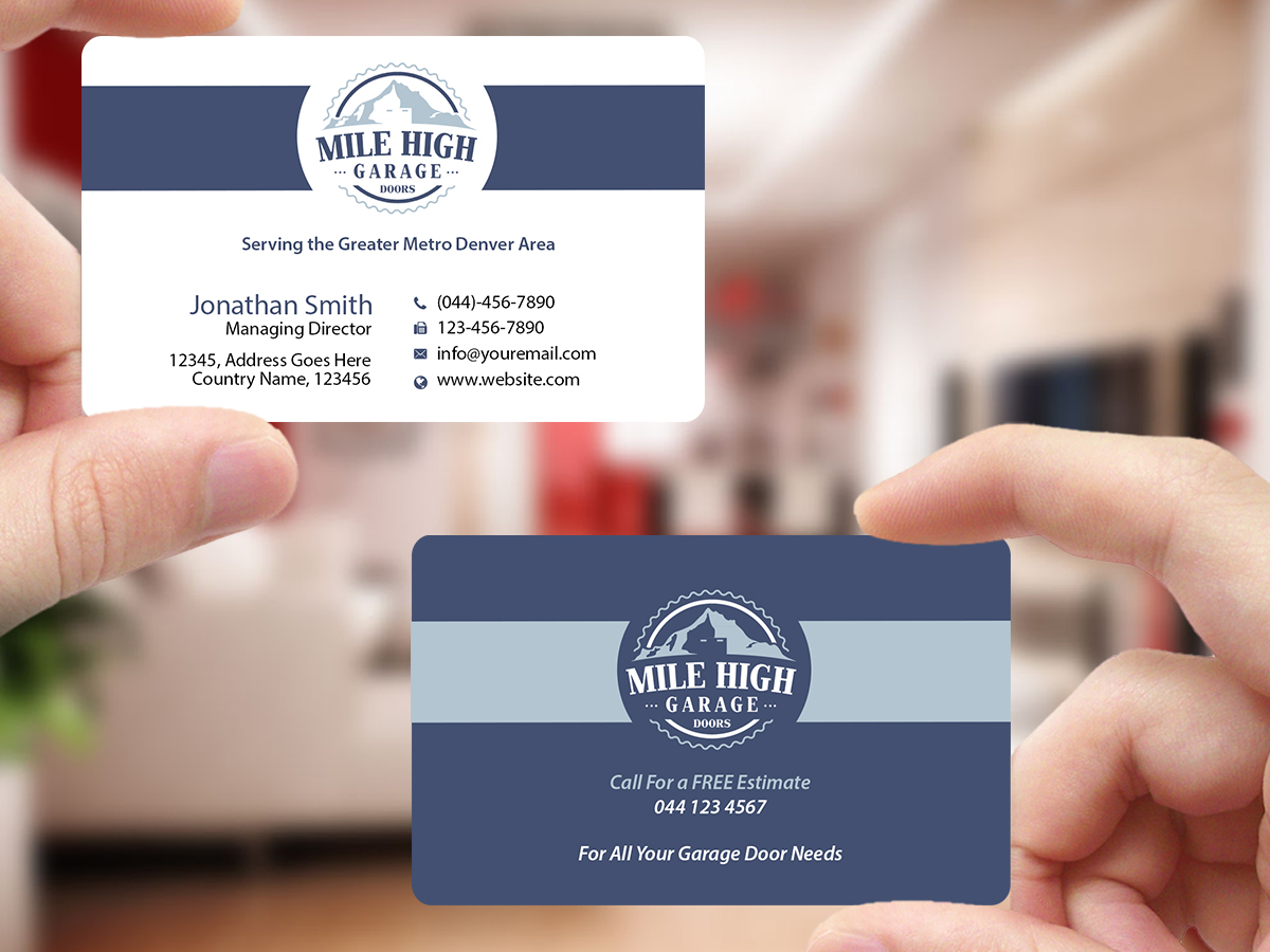 Business Card Design by Creations Box 2015 for Mile High Garage Door Sales & Repair | Design #10806462