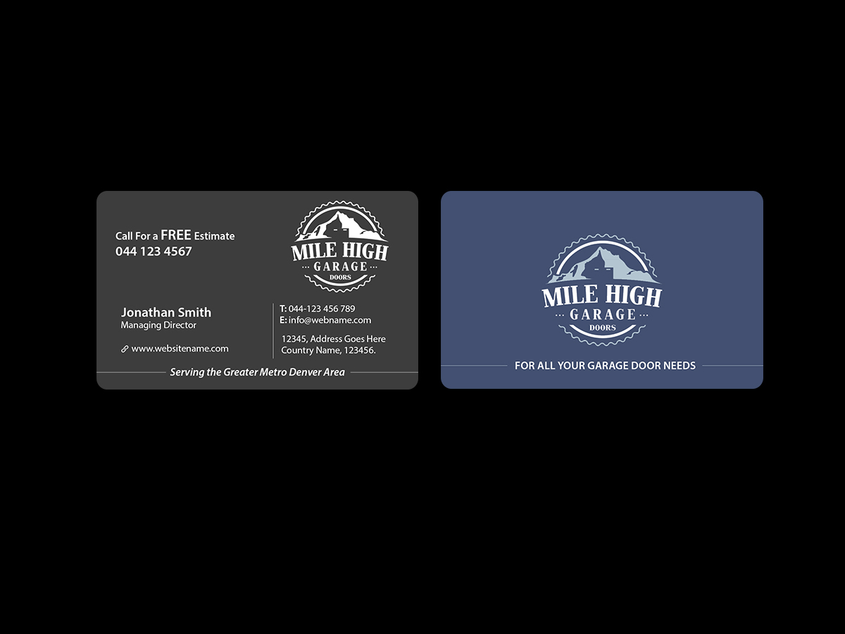 Business Card Design by Creations Box 2015 for Mile High Garage Door Sales & Repair | Design #10806467