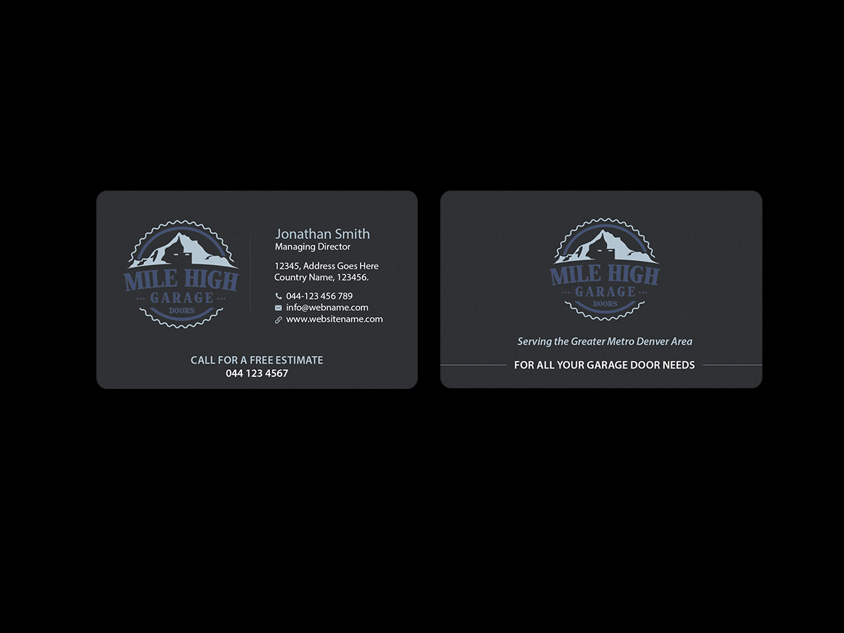 Business Card Design by Creations Box 2015 for Mile High Garage Door Sales & Repair | Design #10806469