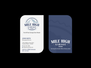 Business Card Design by Creations Box 2015 for Mile High Garage Door Sales & Repair | Design: #10806470