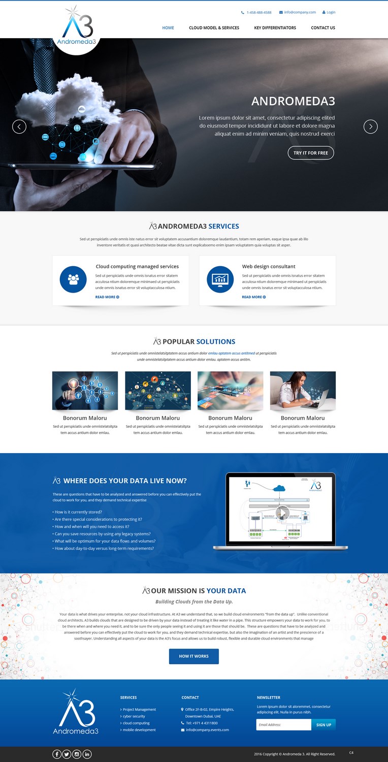 Web-Design von pb für Andromeda3 Corporation | Design #10811373