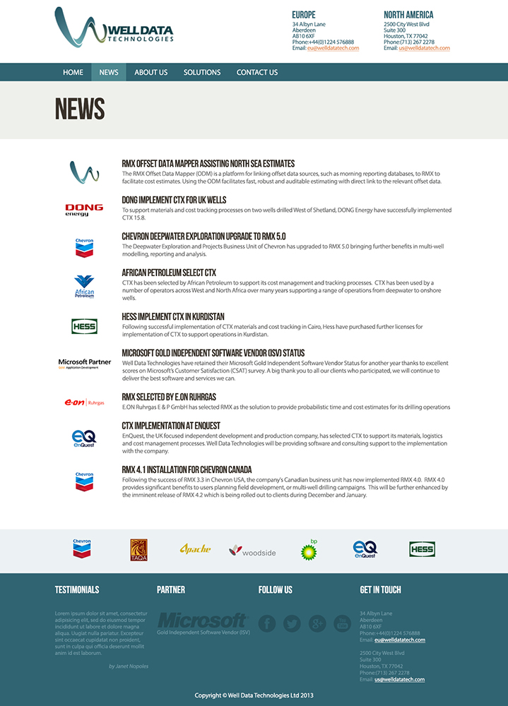 Web Design by Chev Acarial for Well Data Technologies | Design #2281253