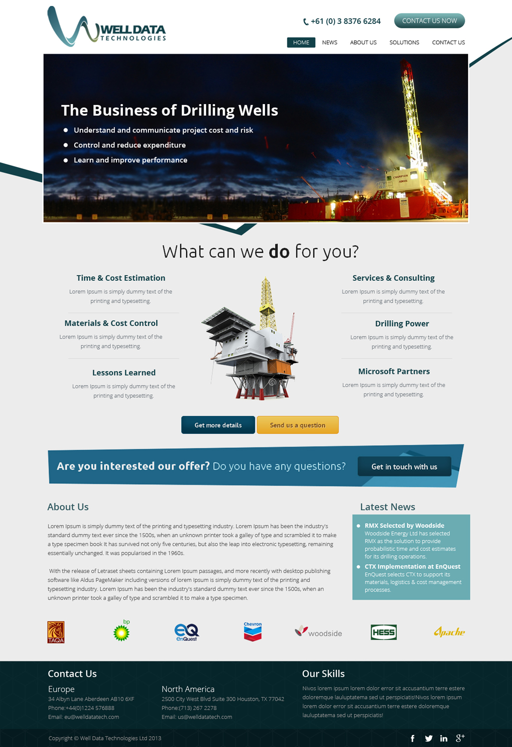 Web Design par OM pour Well Data Technologies | Design #2279457