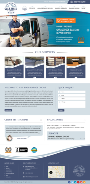 Garage Door Sales and Repair Website | Web Design by Sbss