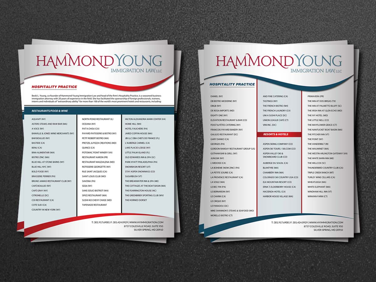 Flyer-Design von debdesign für Hammond Young Immigration Law, LLC | Design #10838518