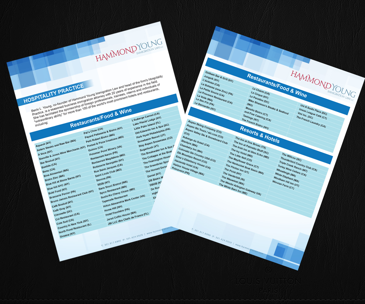 Diseño de Flyer por Andifahmy1 para Hammond Young Immigration Law, LLC | Diseño #10852979