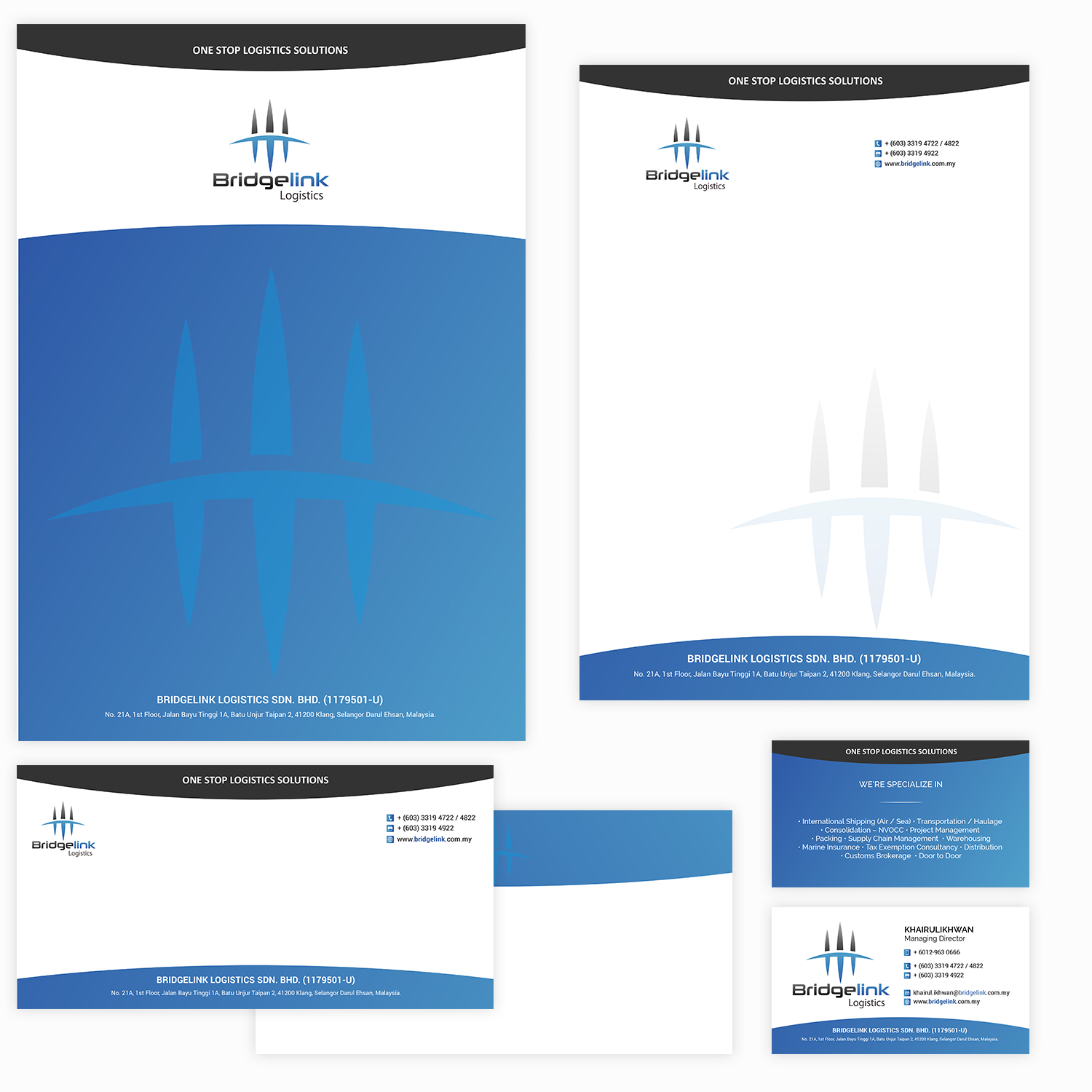 Diseño de Papelería por Ni Oeuvre para Bridgelink Logistics Sdn Bhd | Diseño #10929656