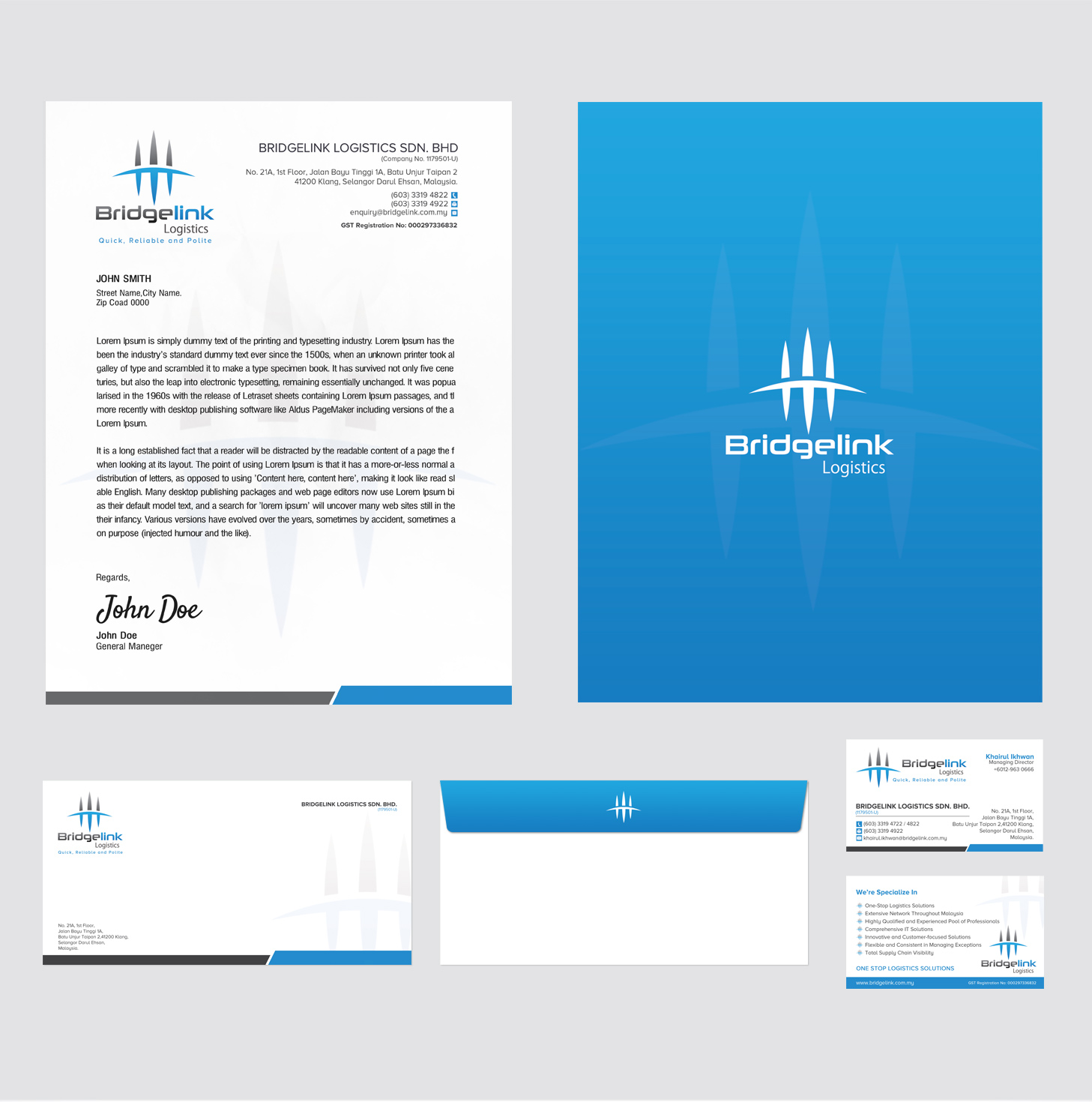 Diseño de Papelería por SL Designer para Bridgelink Logistics Sdn Bhd | Diseño #10843629
