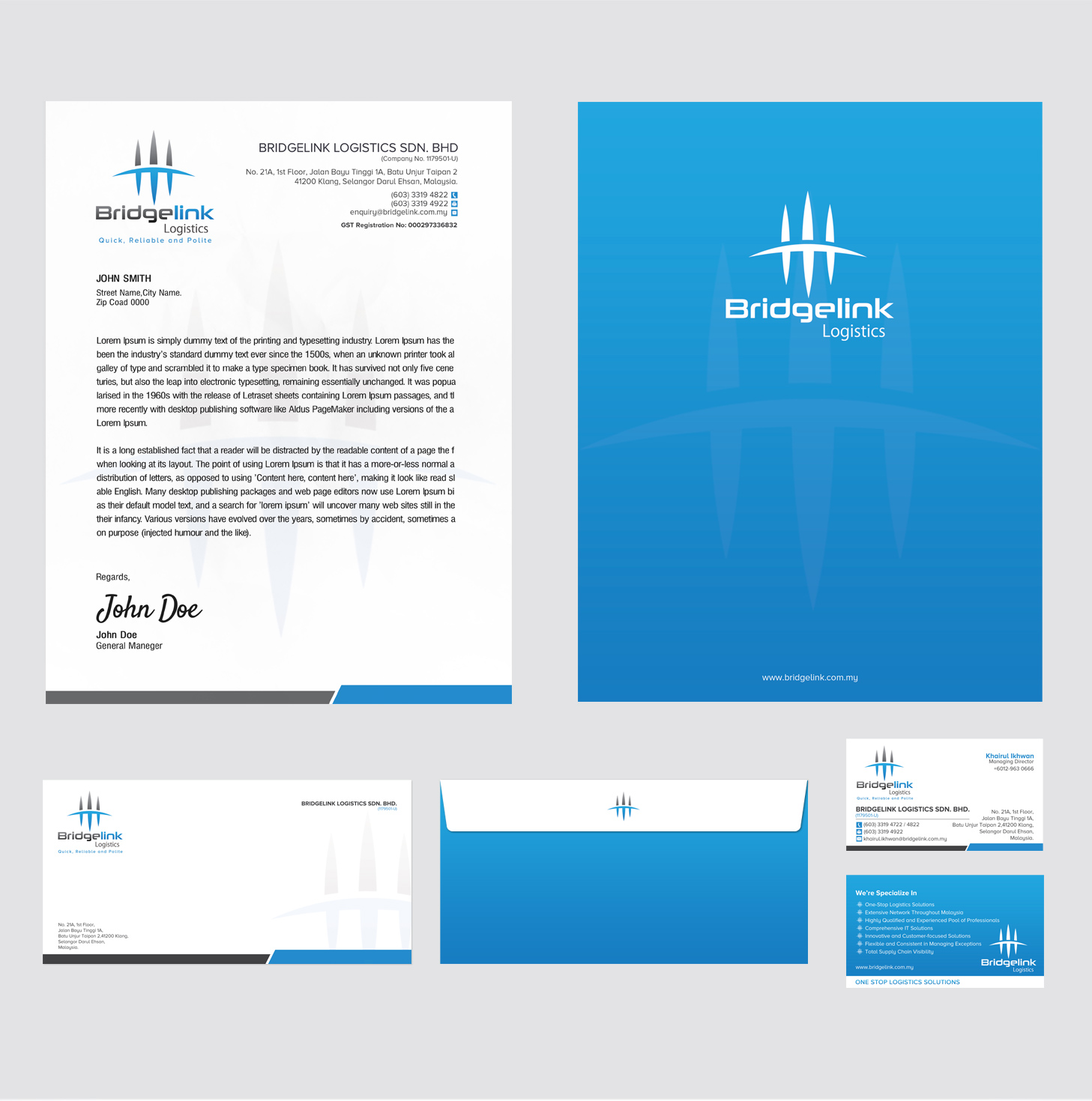 Diseño de Papelería por SL Designer para Bridgelink Logistics Sdn Bhd | Diseño #10843630