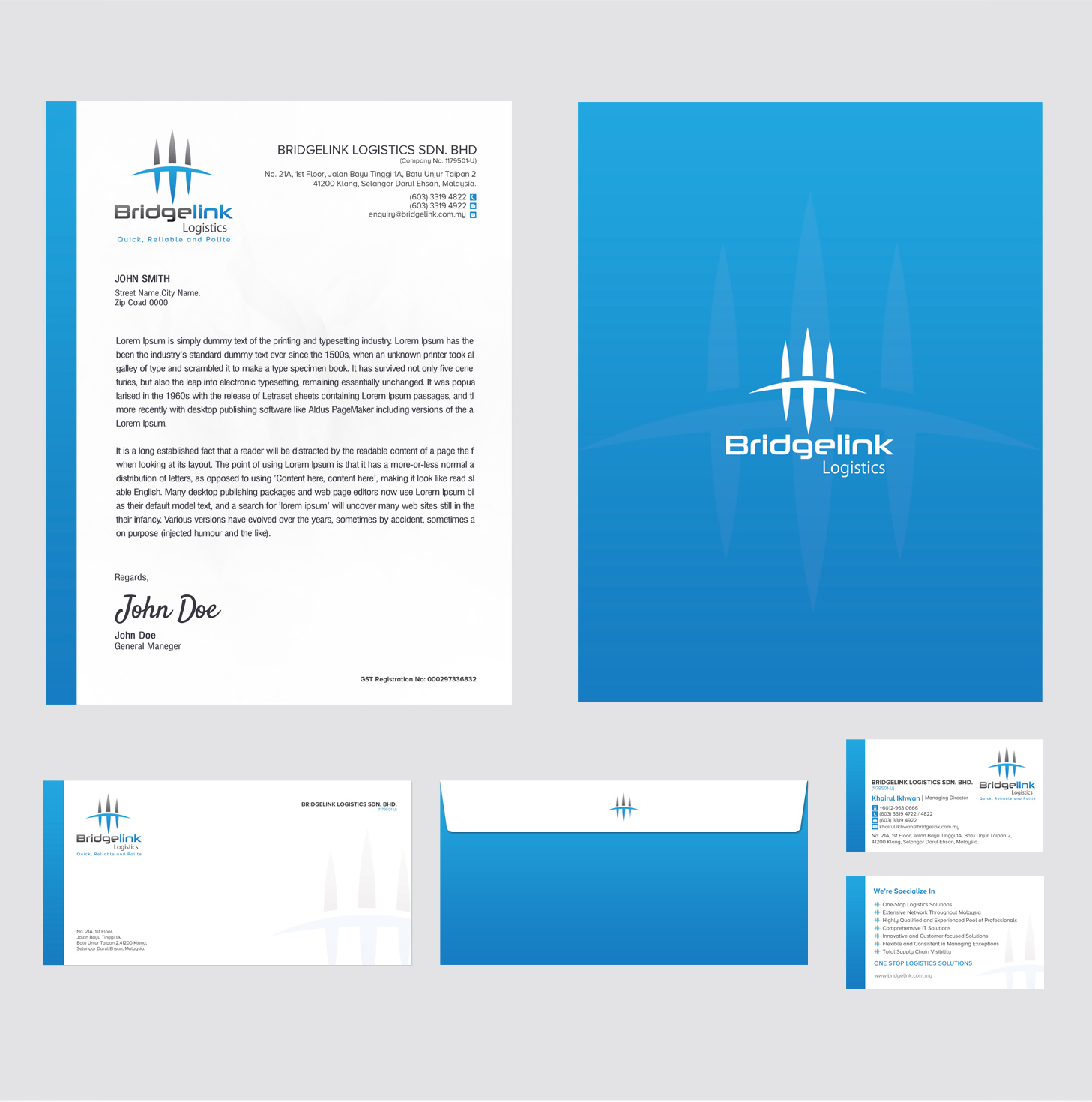 Diseño de Papelería por SL Designer para Bridgelink Logistics Sdn Bhd | Diseño #10843859