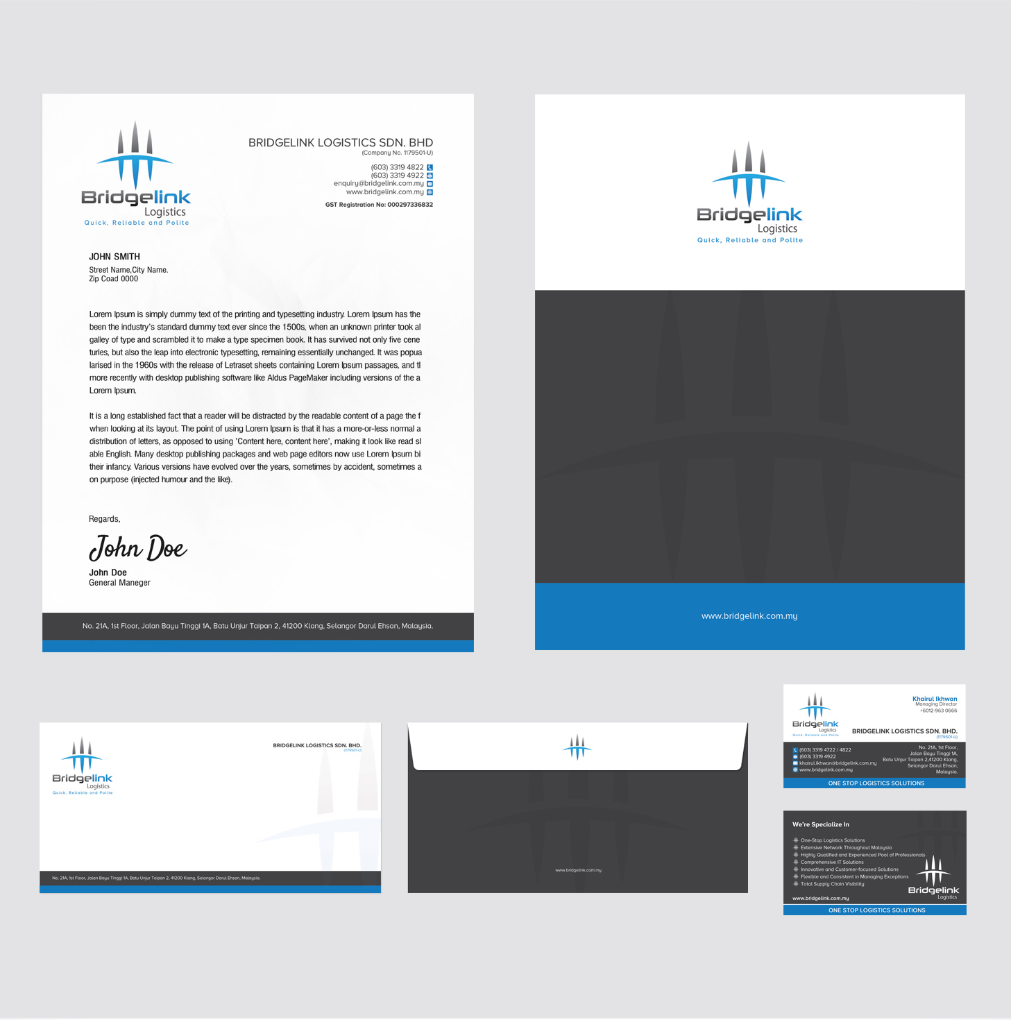 Diseño de Papelería por SL Designer para Bridgelink Logistics Sdn Bhd | Diseño #10844201