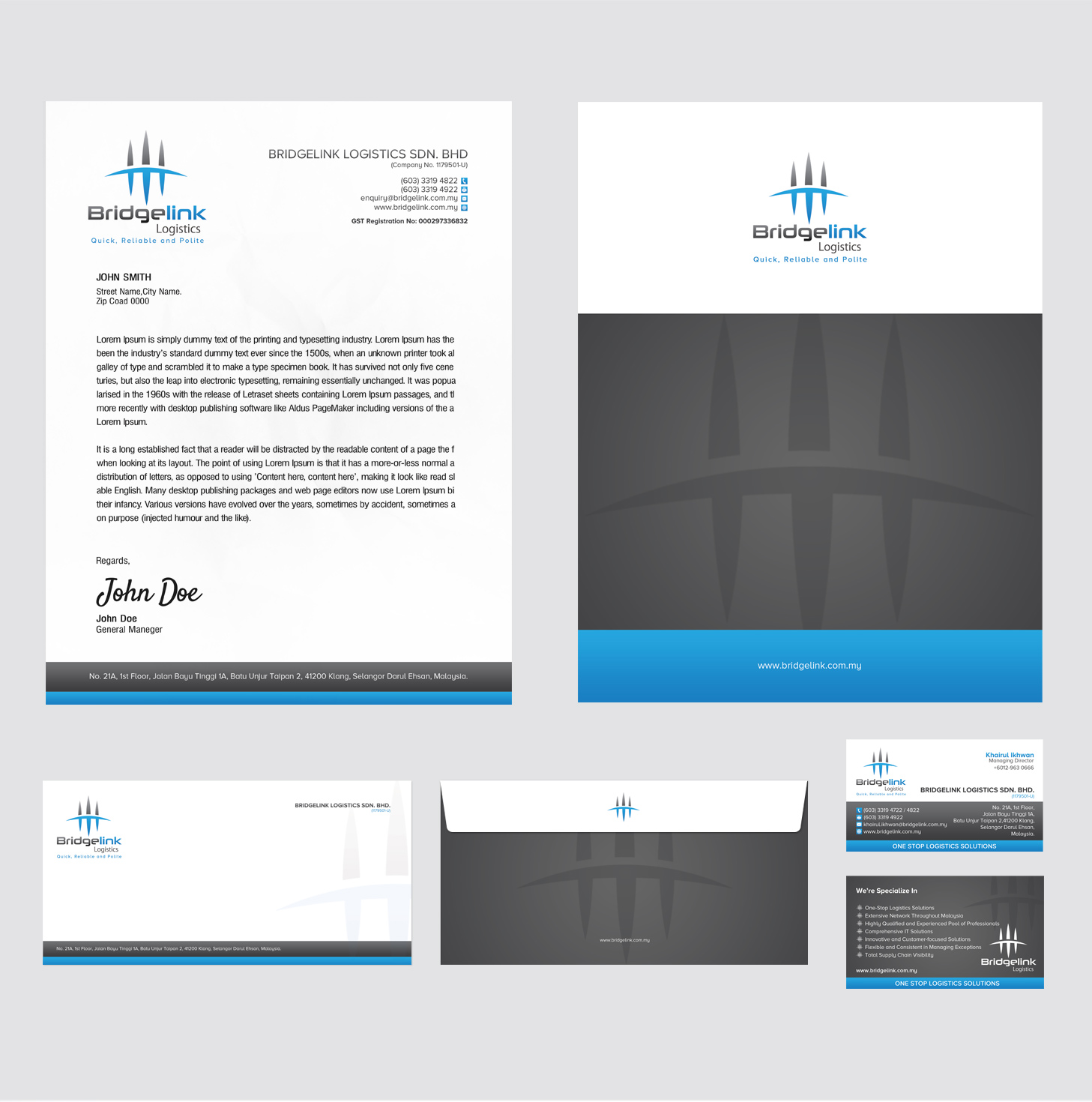 Diseño de Papelería por SL Designer para Bridgelink Logistics Sdn Bhd | Diseño #10844380