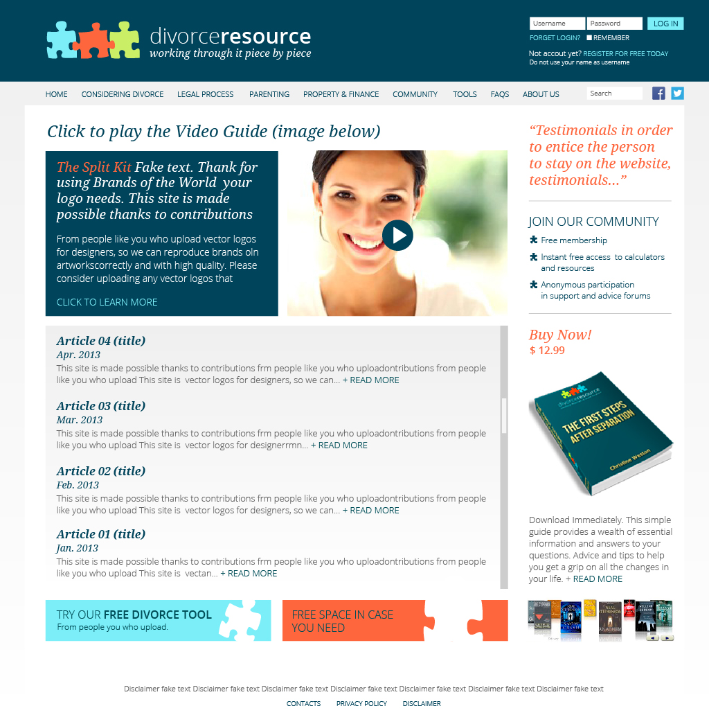Diseño Web por Monica para Divorce Resource | Diseño #2295224