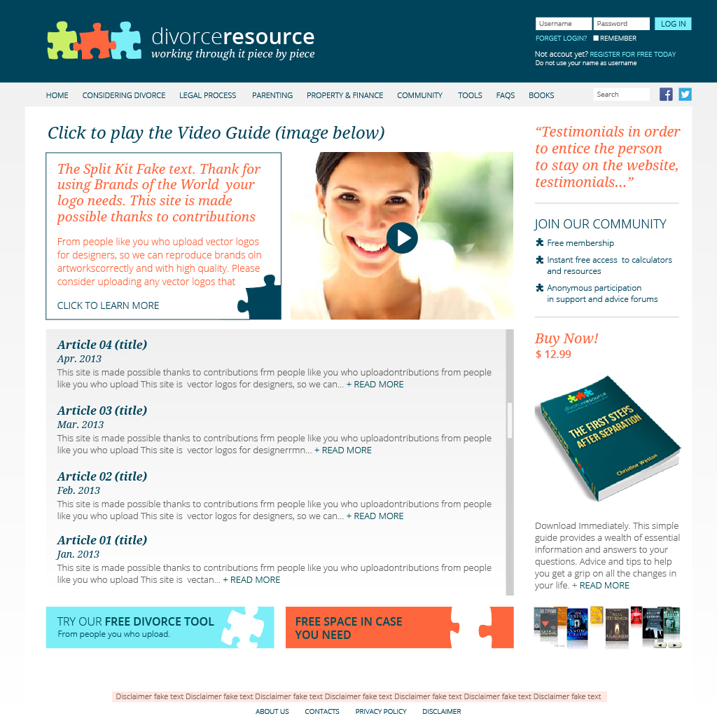 Diseño Web por Monica para Divorce Resource | Diseño #2301866