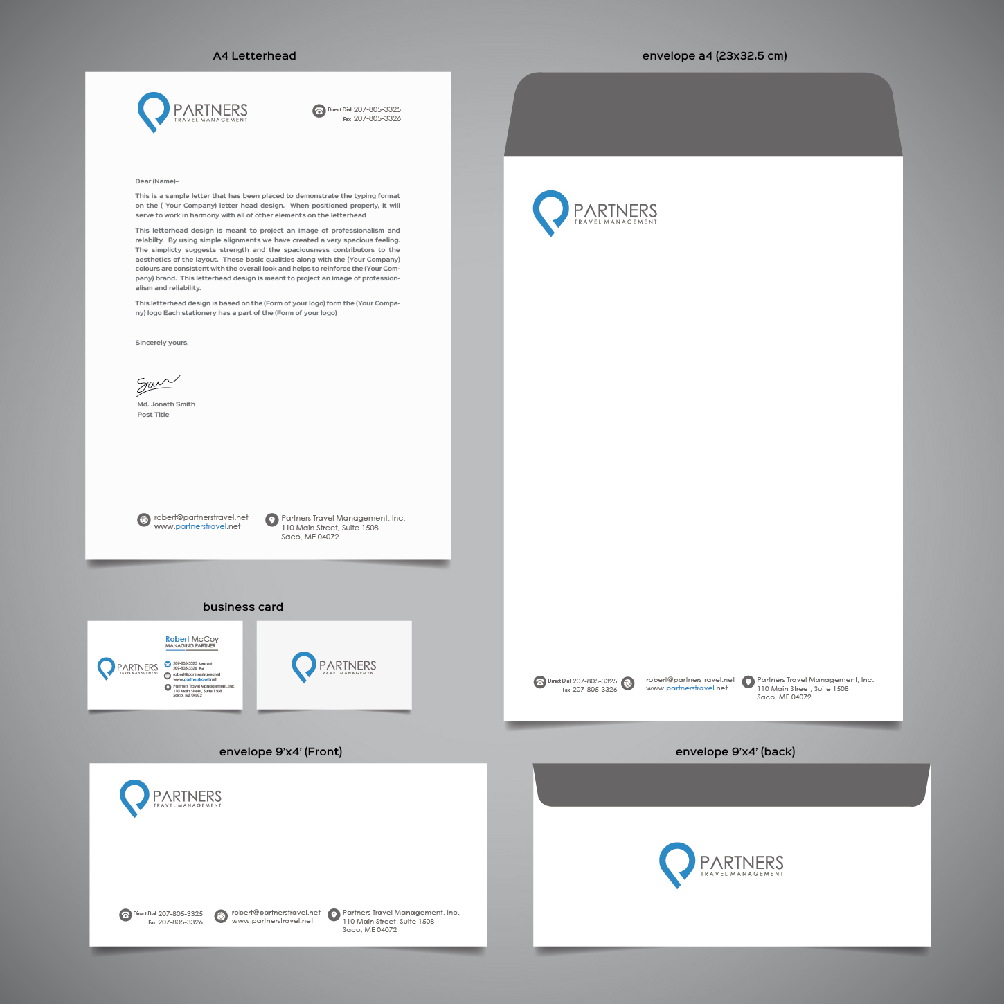 Diseño de Tarjeta de Presentación por snowymasterdesigns para Partners Travel Management | Diseño #10924841
