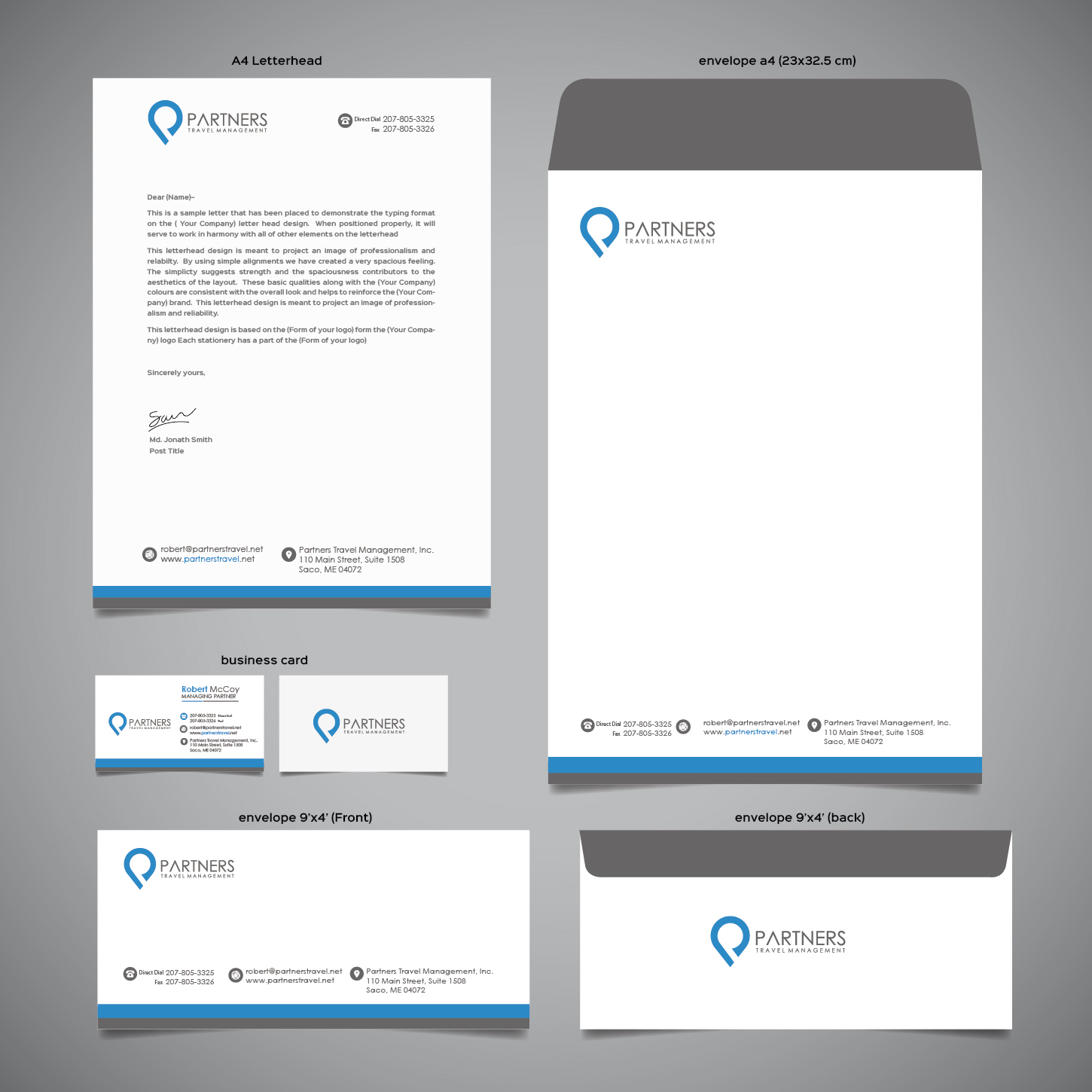 Diseño de Tarjeta de Presentación por snowymasterdesigns para Partners Travel Management | Diseño #10924843