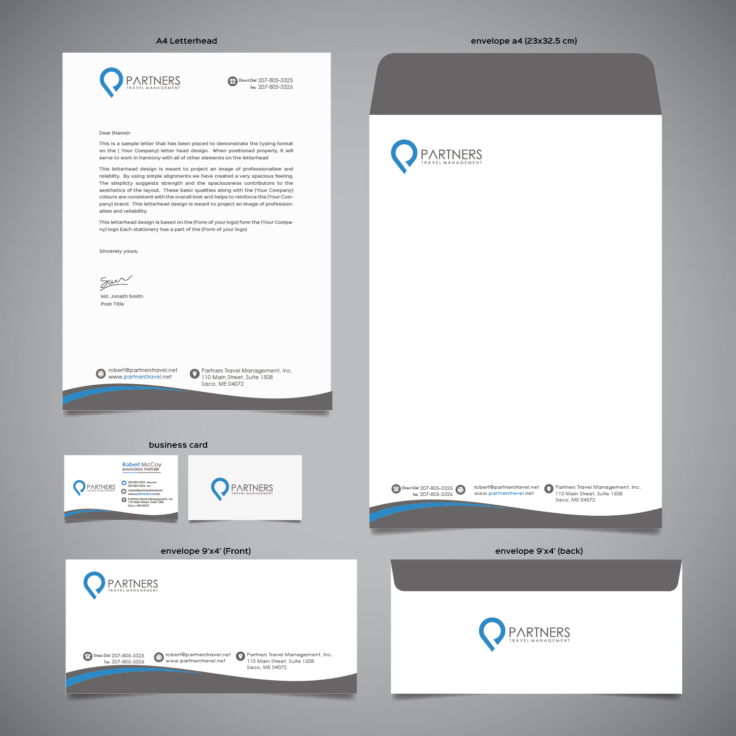 Diseño de Tarjeta de Presentación por snowymasterdesigns para Partners Travel Management | Diseño #10924844