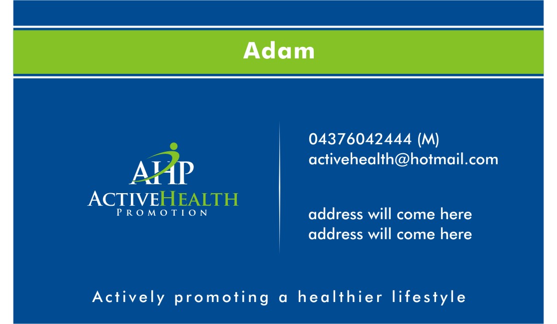 Visitenkarten-Design von Sushma für Active Health Promotion | Design #2255586