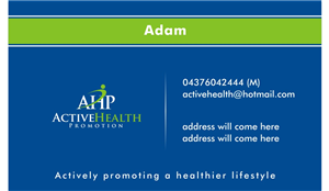 Diseño de Tarjeta de Presentación por Sushma para Active Health Promotion | Diseño: #2255586