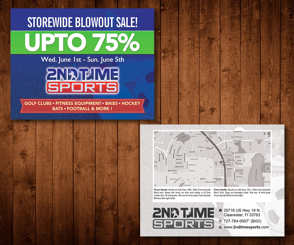 Postcard Design by Designers Hub for 2nd Time Sports | Design #10897286