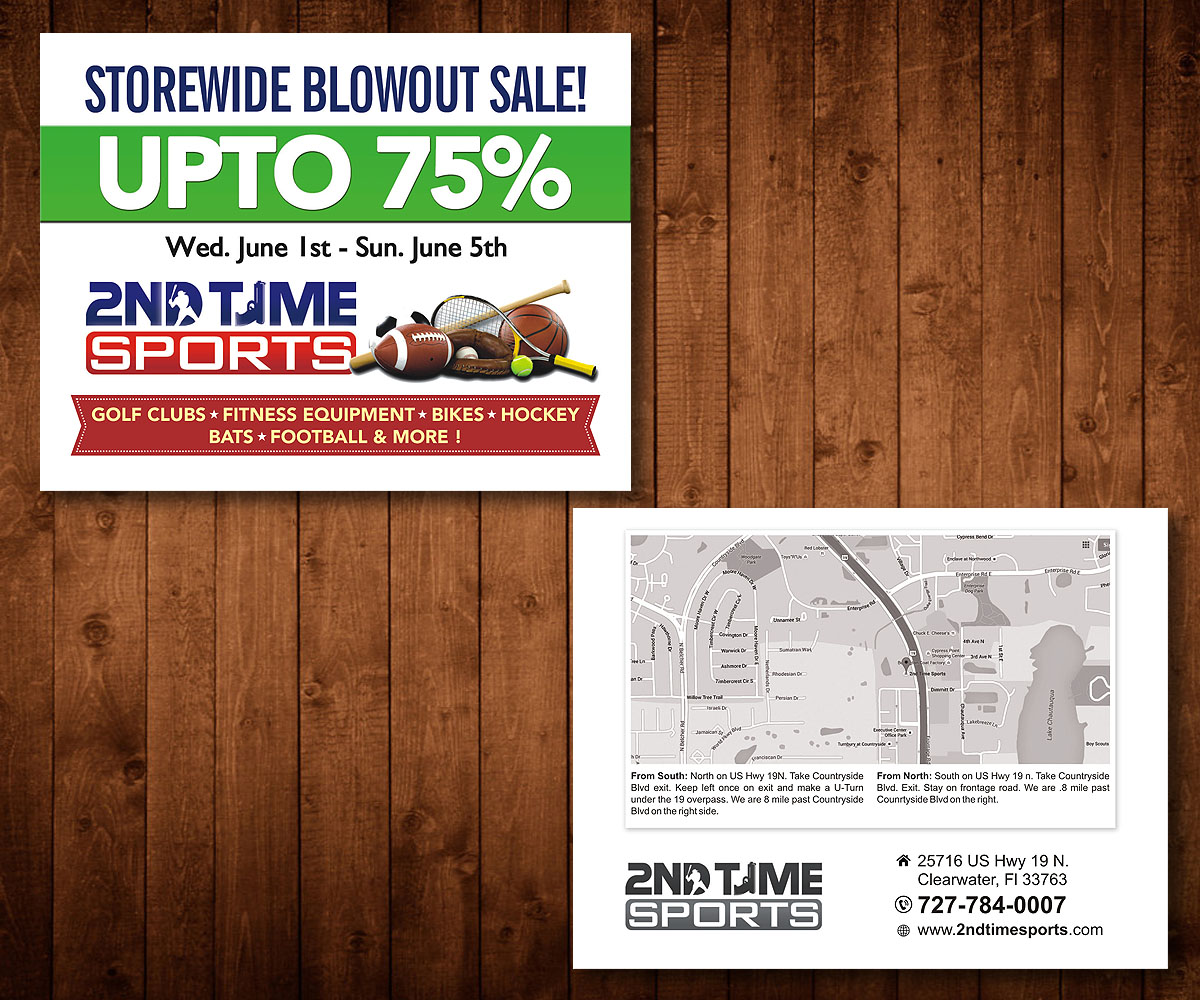 Postcard Design by Designers Hub for 2nd Time Sports | Design #10901039