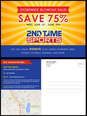 Postcard Design by Best Design Hub for 2nd Time Sports | Design: #10907566