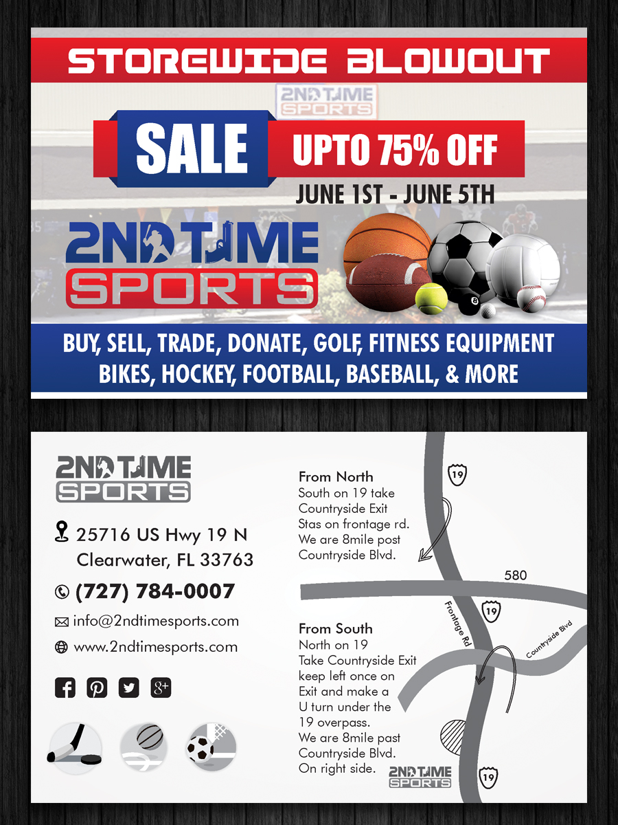 Postcard Design by ecorokerz for 2nd Time Sports | Design #10921295