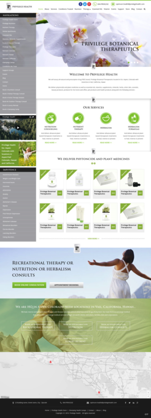 Privilege Health Website  Privilege Botanical Therapeutic Products/Services, Ecommerce, Appt Book 