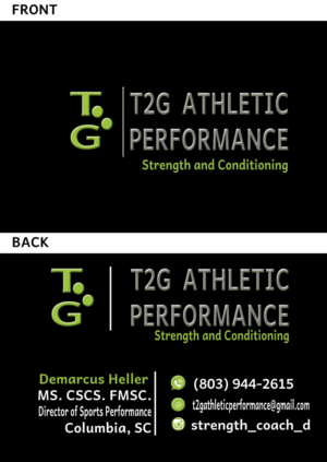 Business Card Design by Graficalo for T2G Athletic Performance | Design #10918562