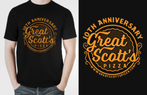 T-shirt Design for Pizzeria's 10th anniversary  | Diseño de Camiseta por Barney Stinson