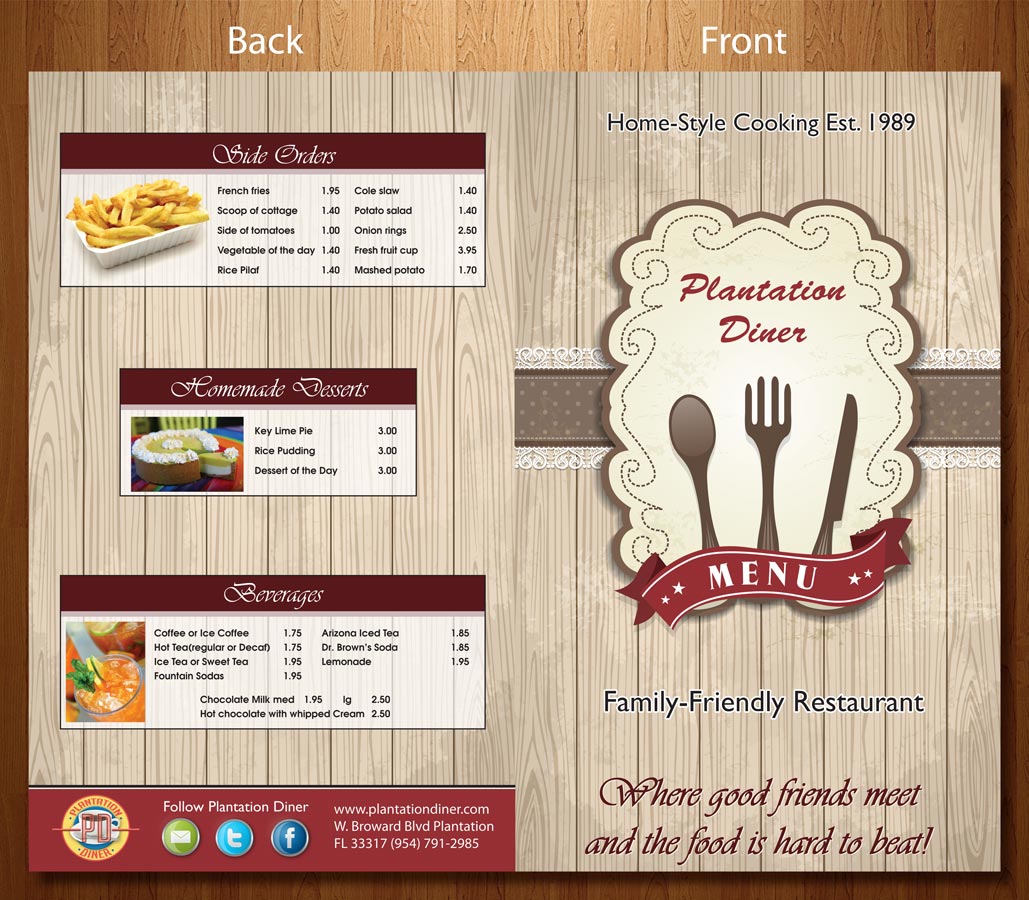 Diseño de Menú por theblueart para David Dobbs Enterprises / Menu Designs | Diseño #2266221