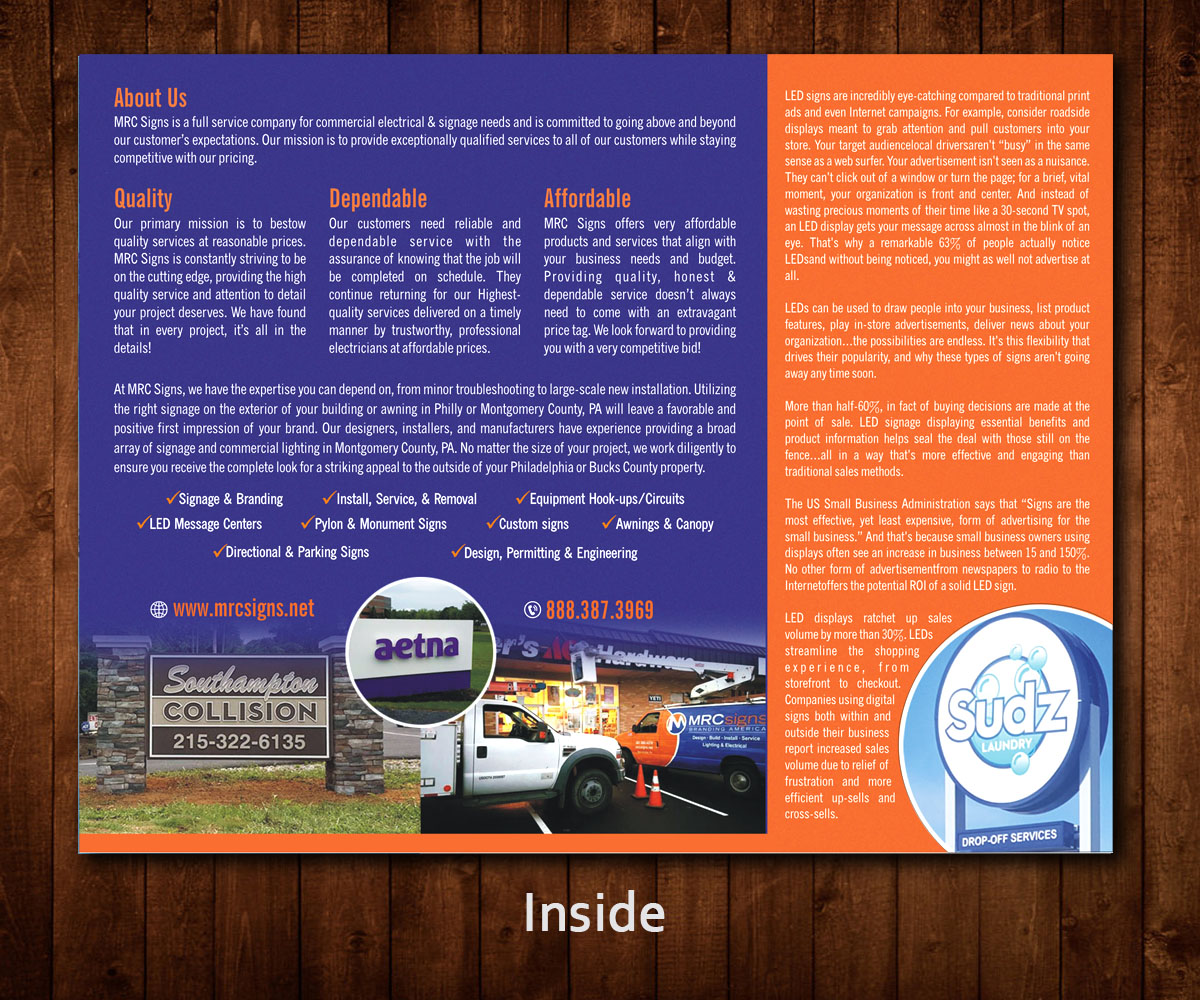 Brochure Design by Designers Hub for Mrc Signs | Design #10939173