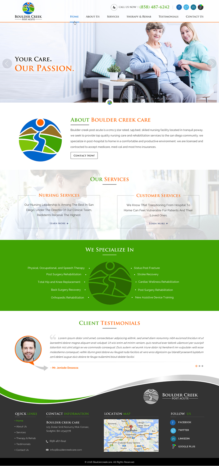 Web Design by Sbss for Boulder Creek Post Acute | Design #10997686