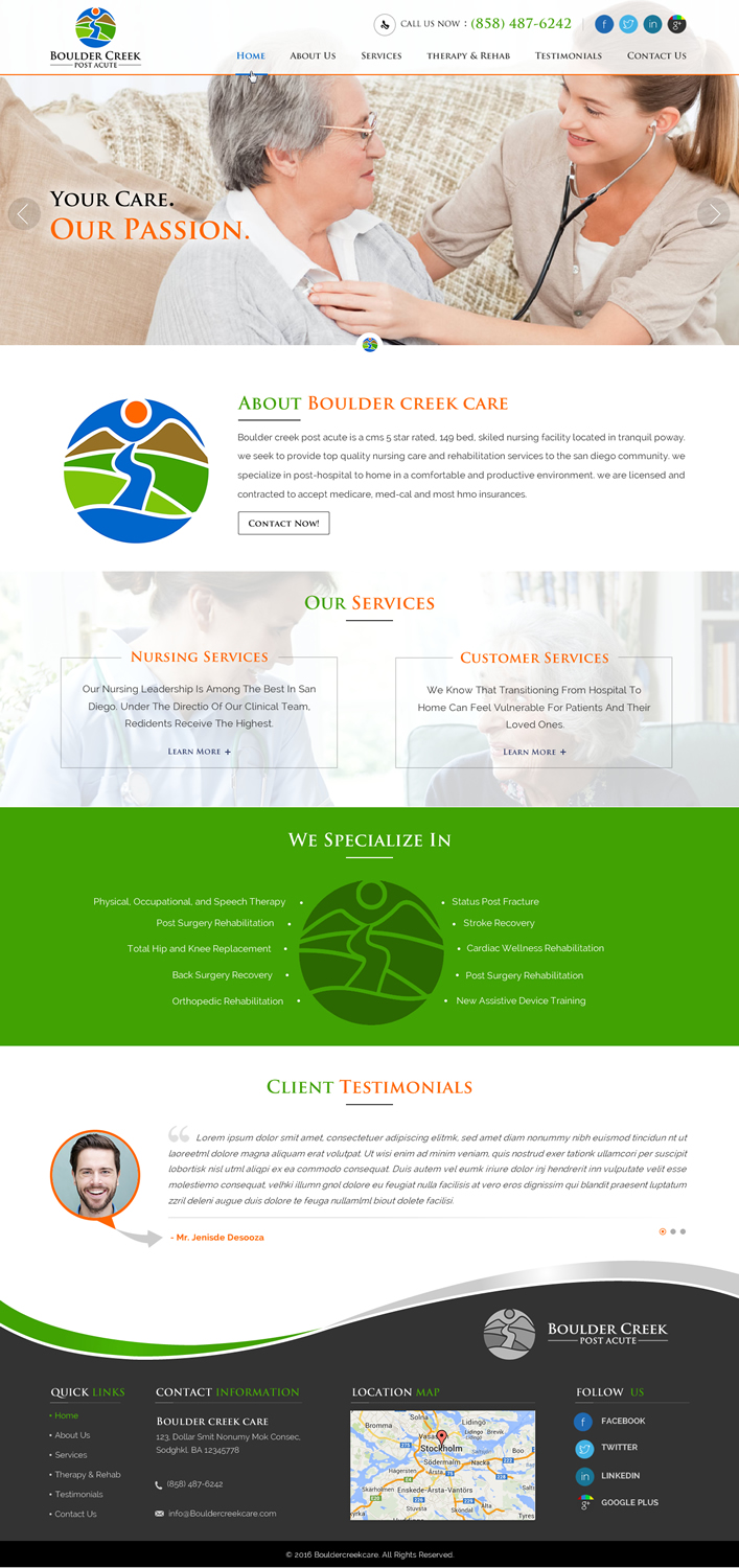 Web Design by Sbss for Boulder Creek Post Acute | Design #10997687