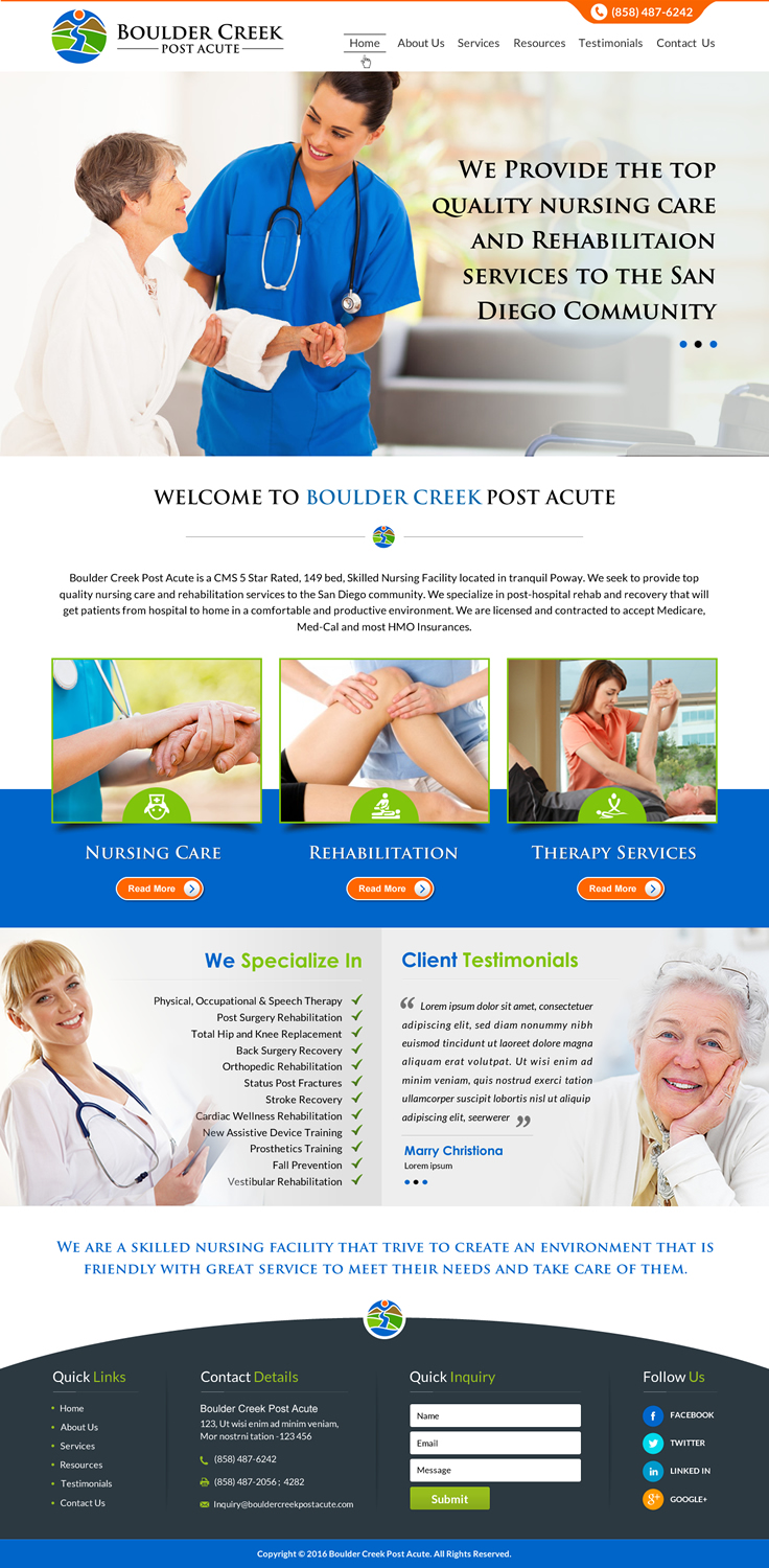 Web Design by Sbss for Boulder Creek Post Acute | Design #10997706