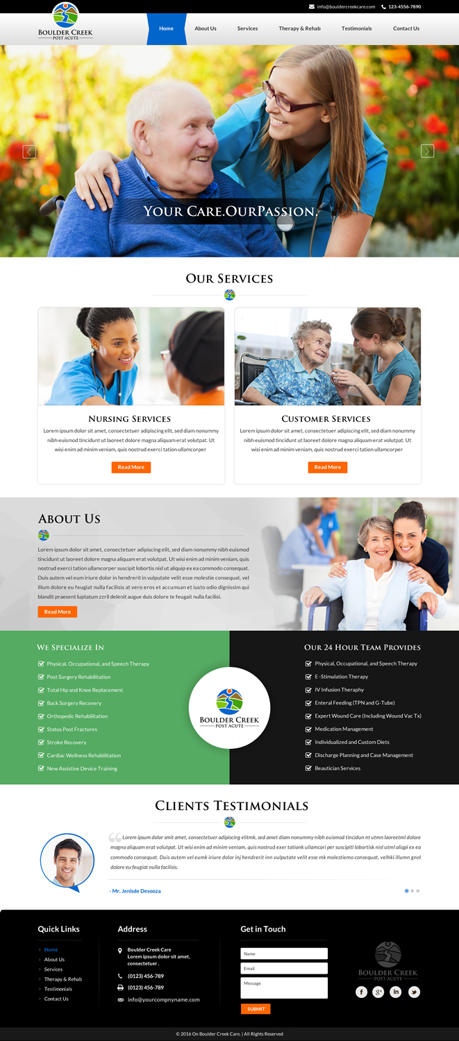 Web Design by Sbss for Boulder Creek Post Acute | Design #11009613