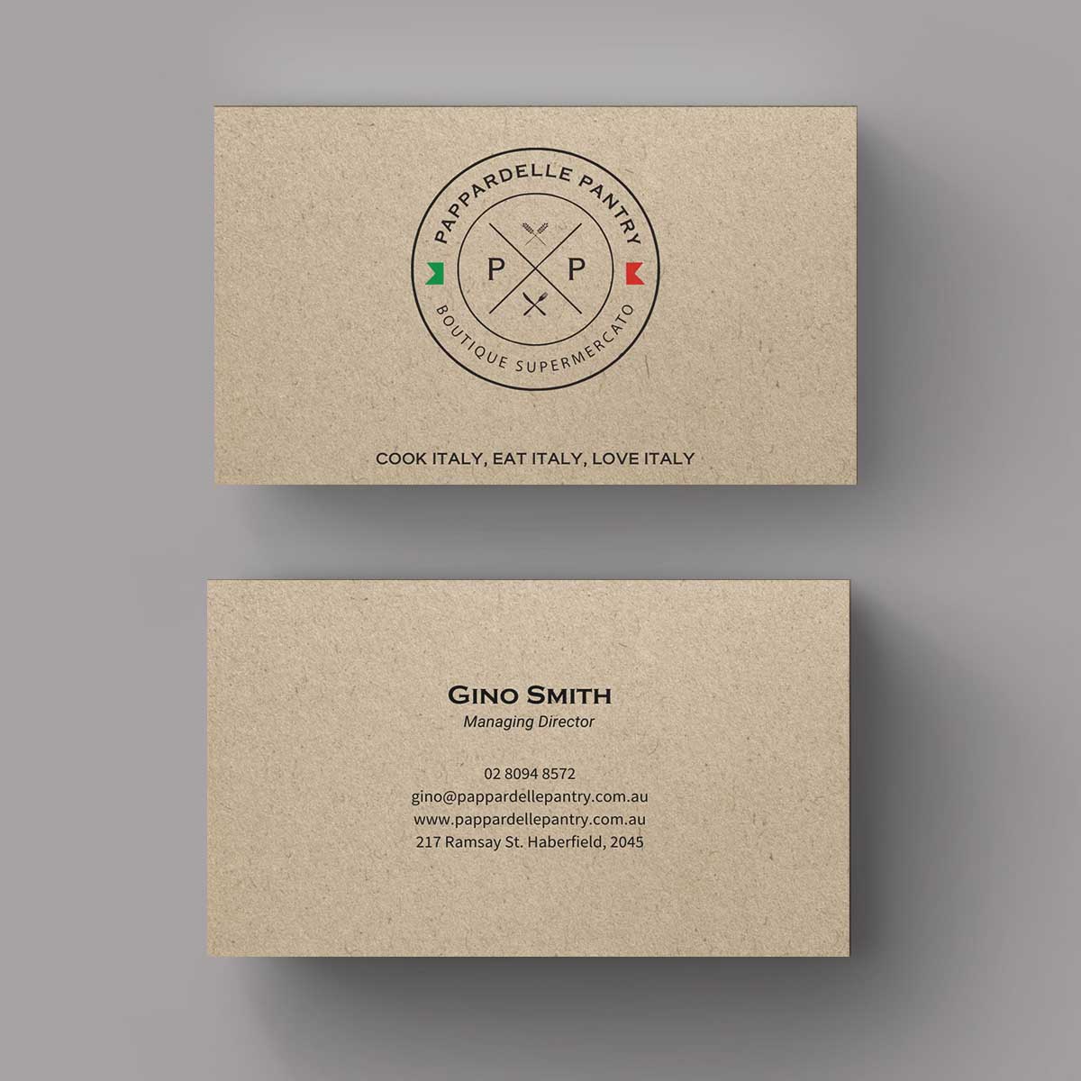 Business Card Design by INDIAN_Ashok for Pappardelle Pantry | Design #10946524