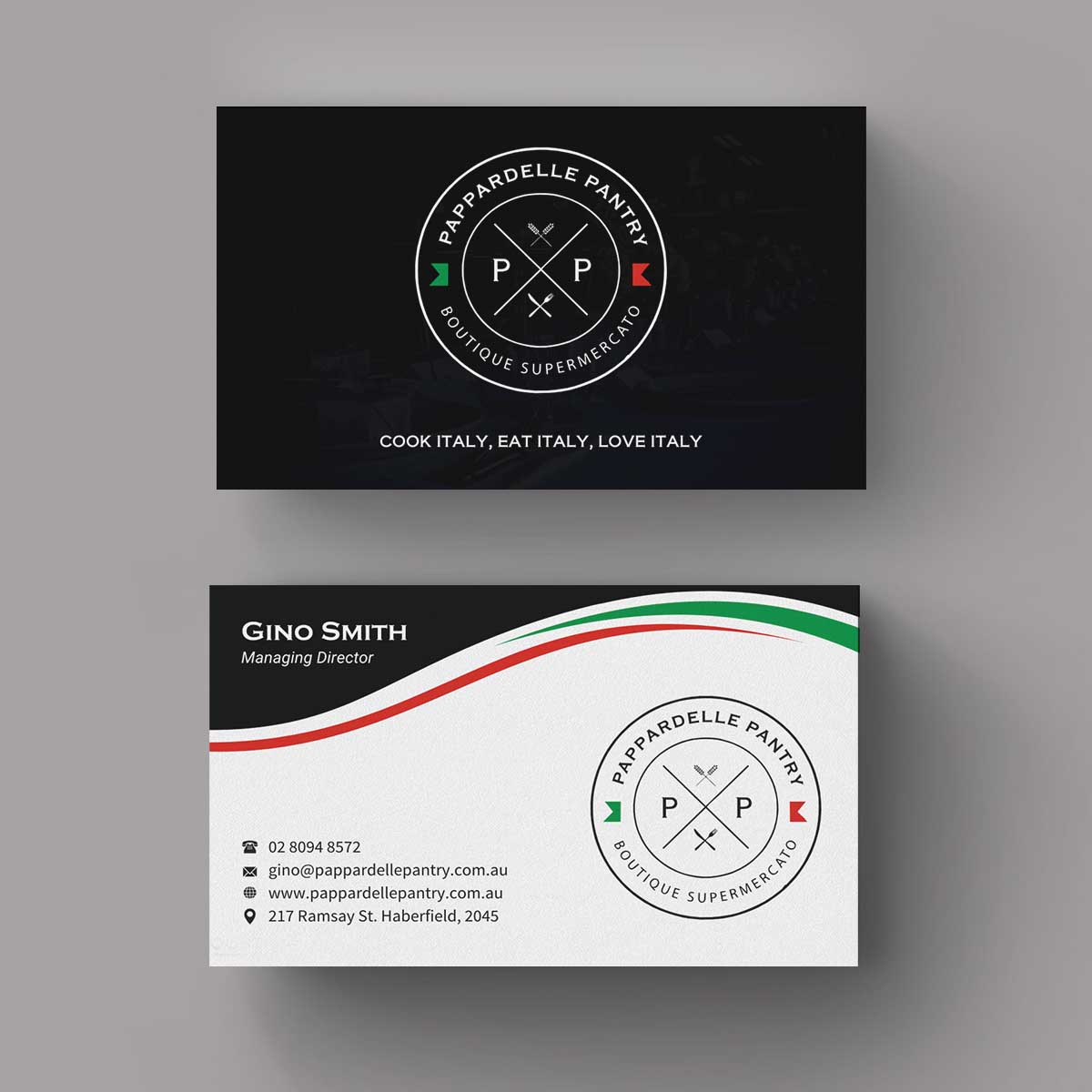 Business Card Design by INDIAN_Ashok for Pappardelle Pantry | Design #10946533