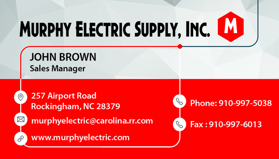Diseño de Tarjeta de Presentación por jmsgraphicdesign para Murphy Electric Supply, Inc. | Diseño #10986661