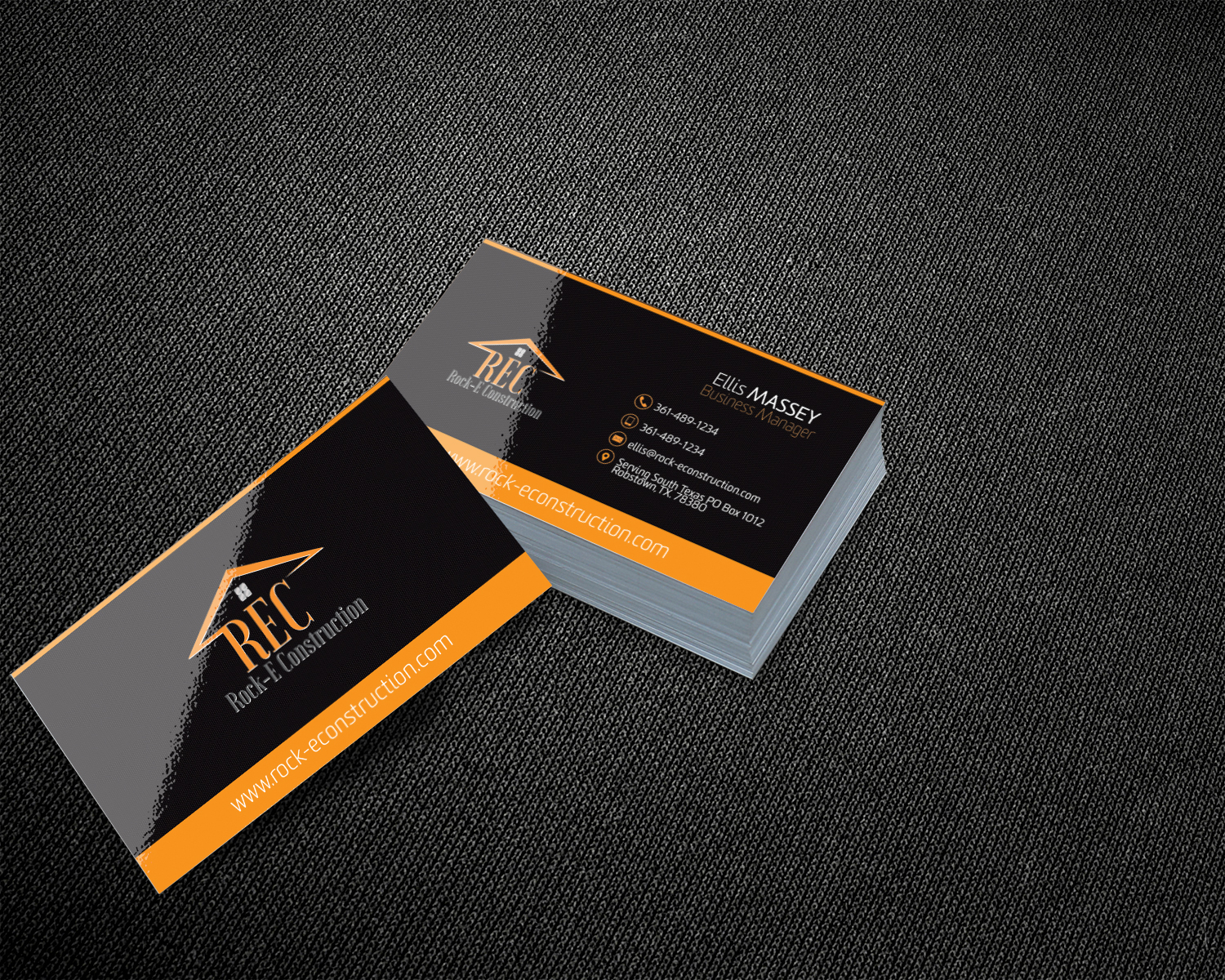 Business Card Design by bulut_harbeli for Rock-E Construction | Design #11026557