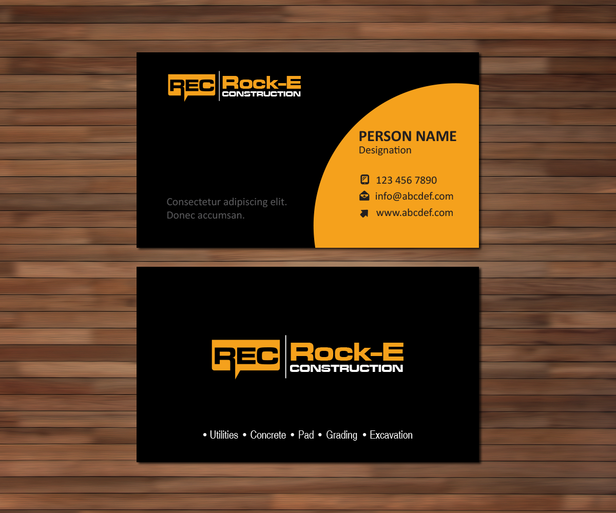 Business Card Design by 3Guys for Rock-E Construction | Design #11009633