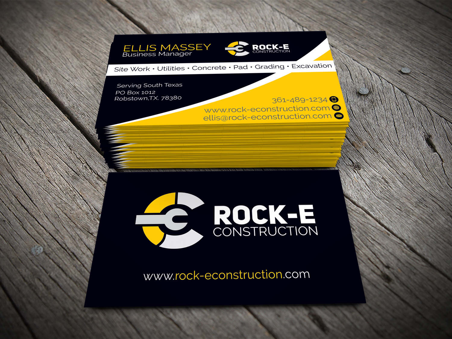 Business Card Design by alhemique1 for Rock-E Construction | Design #10991498