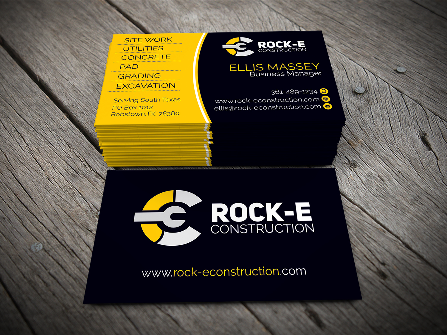 Business Card Design by alhemique1 for Rock-E Construction | Design #10991512