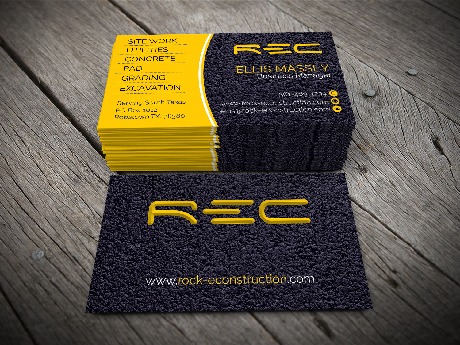 Business Card Design by alhemique1 for Rock-E Construction | Design #11027487