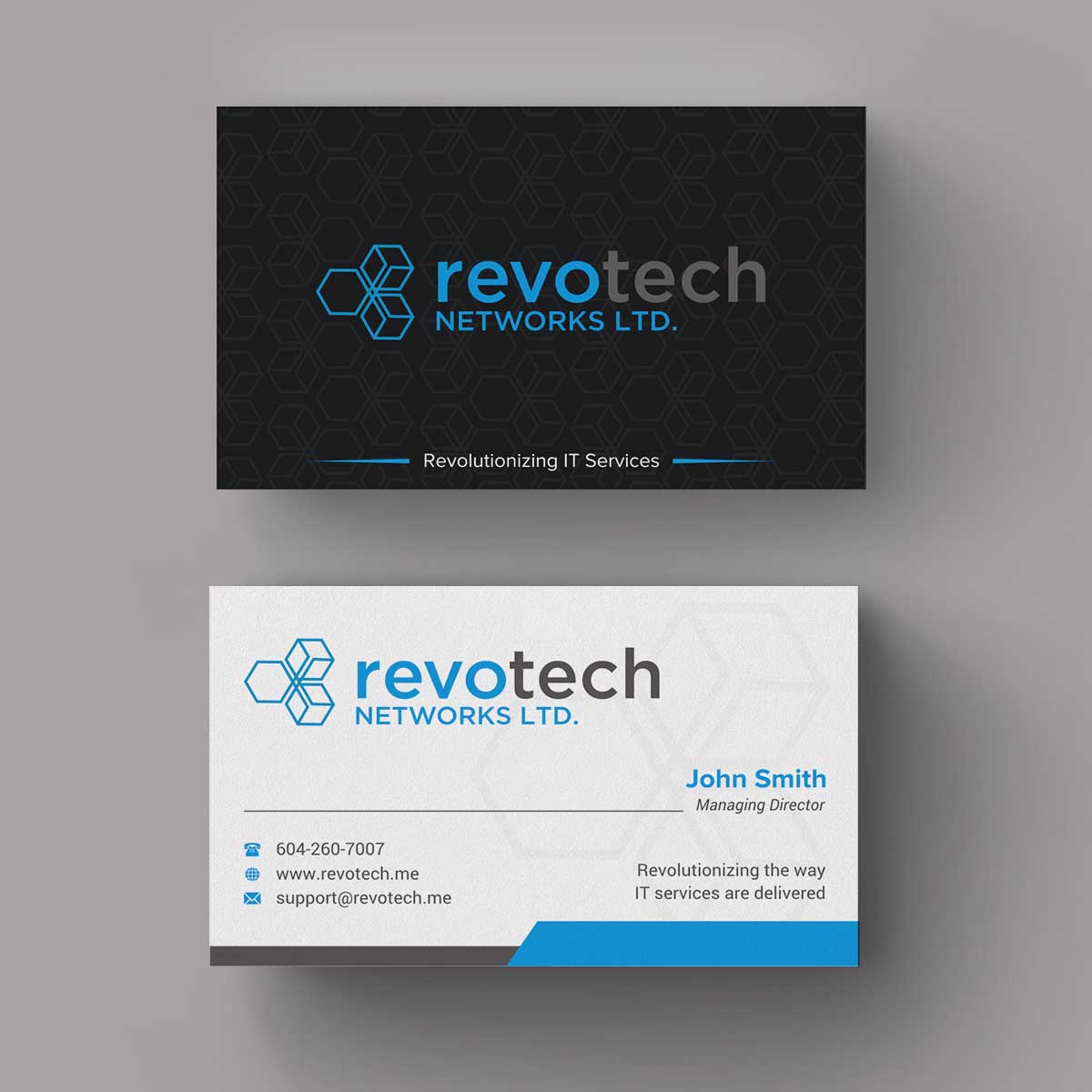 Business Card Design by INDIAN_Ashok for Revotech Networks Ltd. | Design #11021794