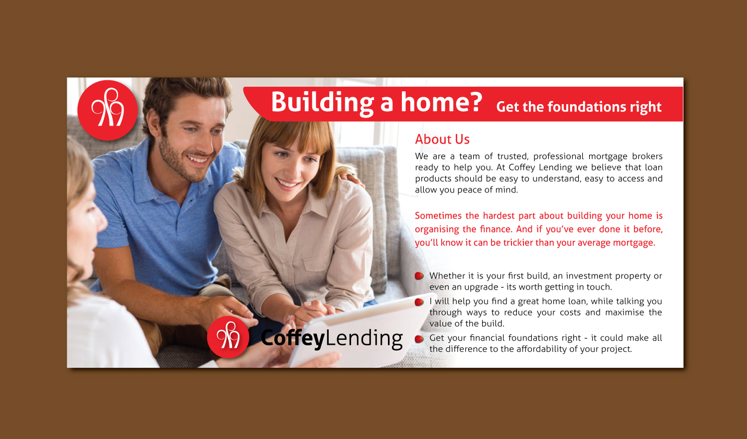 Flyer Design by Shiya@India for Coffey Lending | Design #11036327