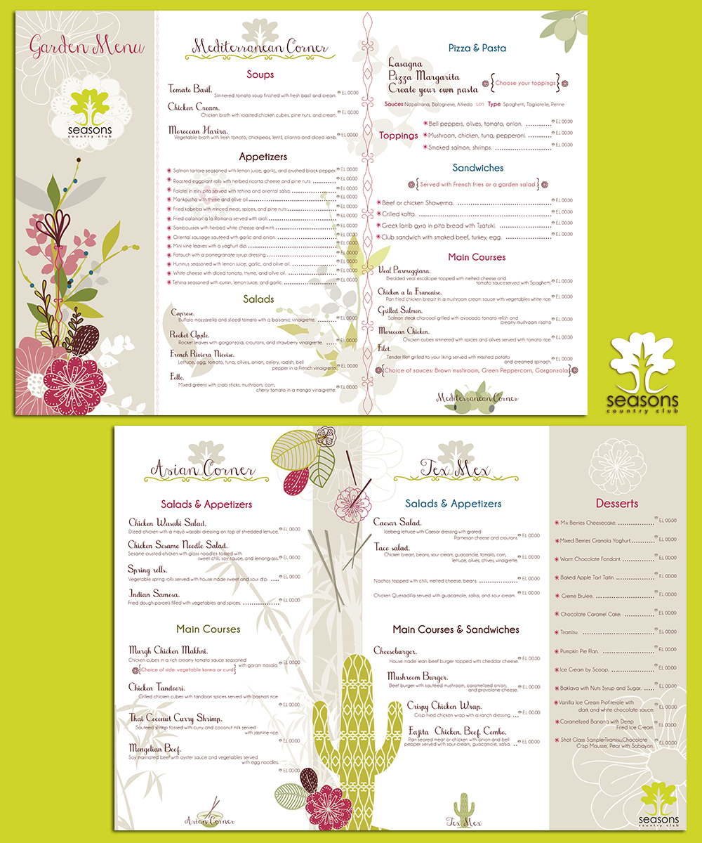 Menu Design by pulsocg for this project | Design #2312697