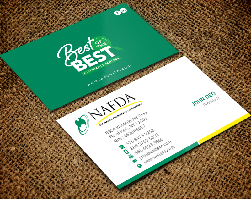 Business Card Design by Brand aid for NAFDA Limited | Design #11028523